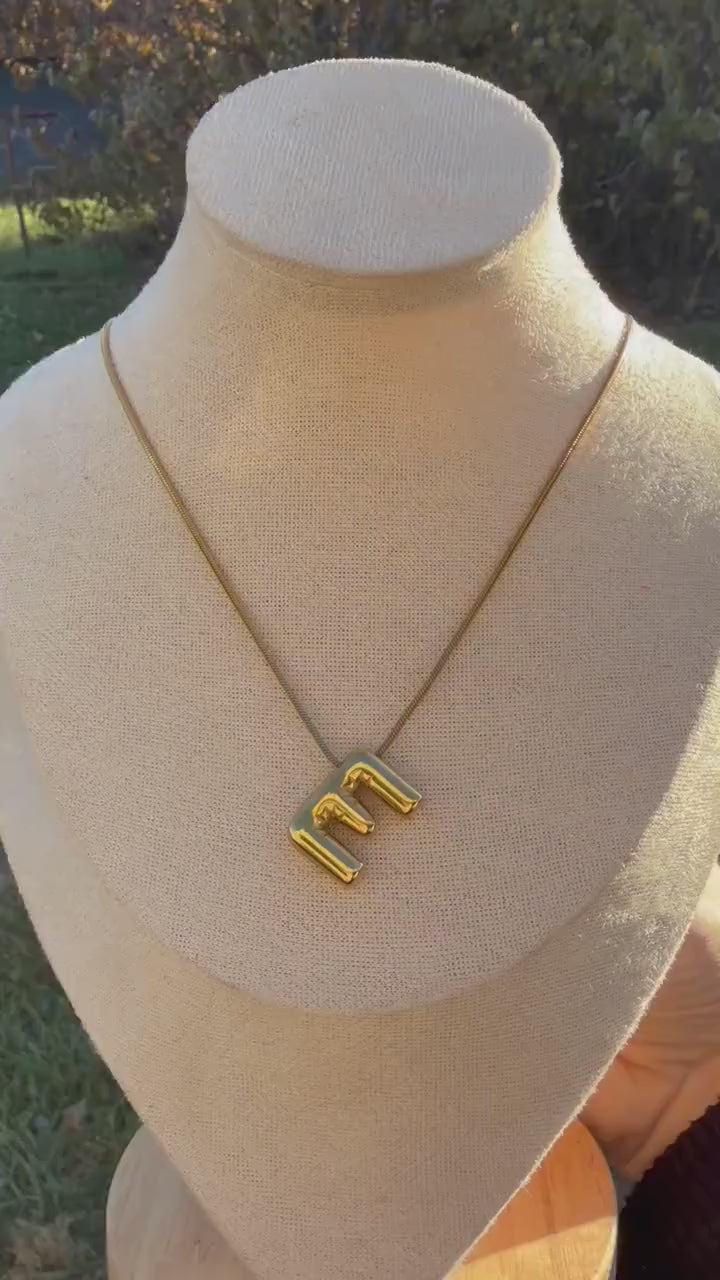 Stainless Steel Bubble Letter Initial Necklace | Custom Initial | Statement Necklace | Non Tarnish Gold Stainless Steel | Stacking Necklaces