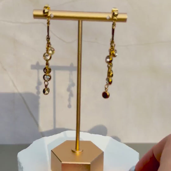 Cascade Crystal Earrings | Stainless Steel Bar & Crystal Drop