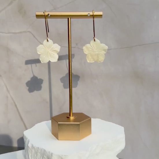 Mother of Pearl Flower Earrings | Carved Shell Charm