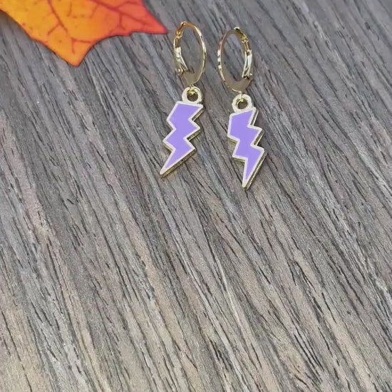 Lightning Bolt Huggie Hoop Earrings | Small Lightning Bolt Earrings | Minimal Simple Y2K Inspo | Trendy Chic Stackable Earrings | Game Day |