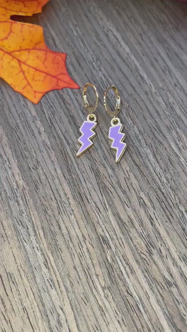 Lightning Bolt Huggie Hoop Earrings | Small Lightning Bolt Earrings | Minimal Simple Y2K Inspo | Trendy Chic Stackable Earrings | Game Day |