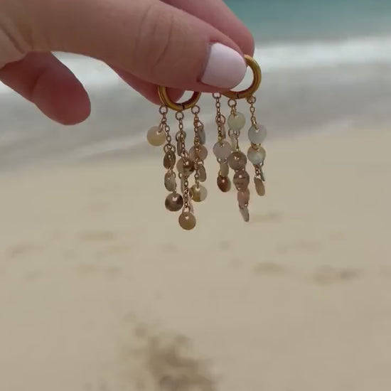 Seafoam Cascade Hoops | Stainless Steel Water Resistant Hoops | Summer Ocean Beach Hoop Earrings |