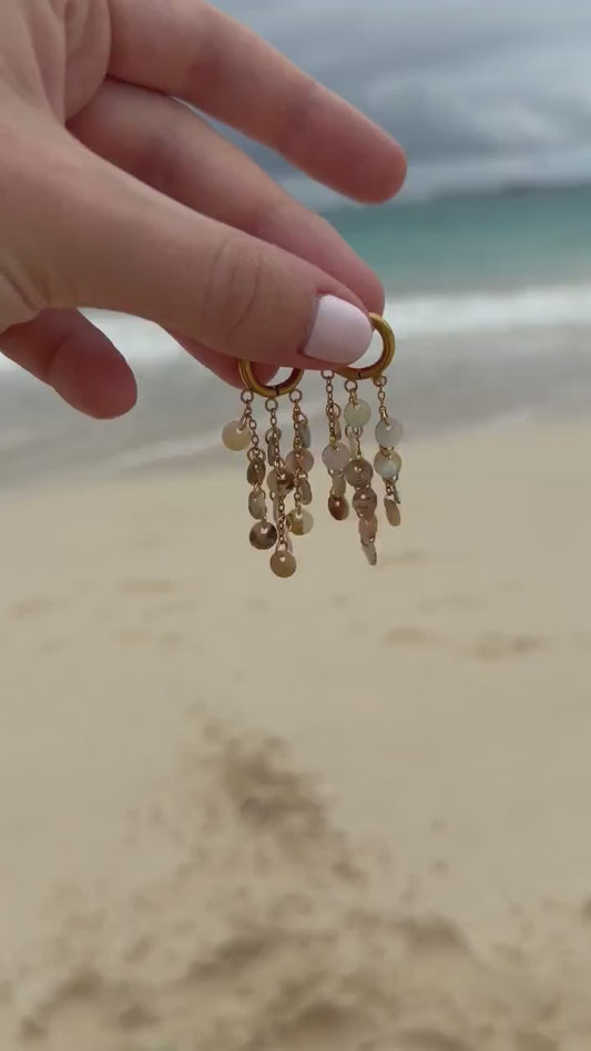 Seafoam Cascade Hoops | Stainless Steel Water Resistant Hoops | Summer Ocean Beach Hoop Earrings |