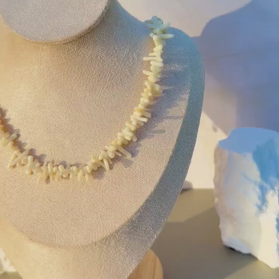Coastal Coral Necklace | Natural Shell Chip Design | Beachy Ivory Boho Jewelry